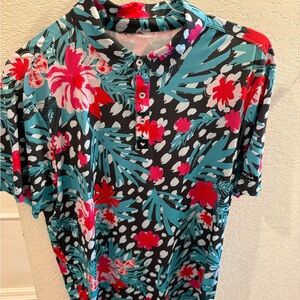 Men’s Floral Print Bad Birdie Golf Polo Shirt size XL